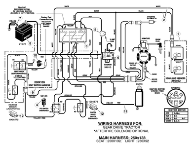 Electrical System Diagram and Parts List for 405011X92C 2005 Briggs and Stratton Lawn Tractor